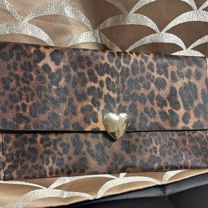 Leopard Print Clutch with Heart Accent